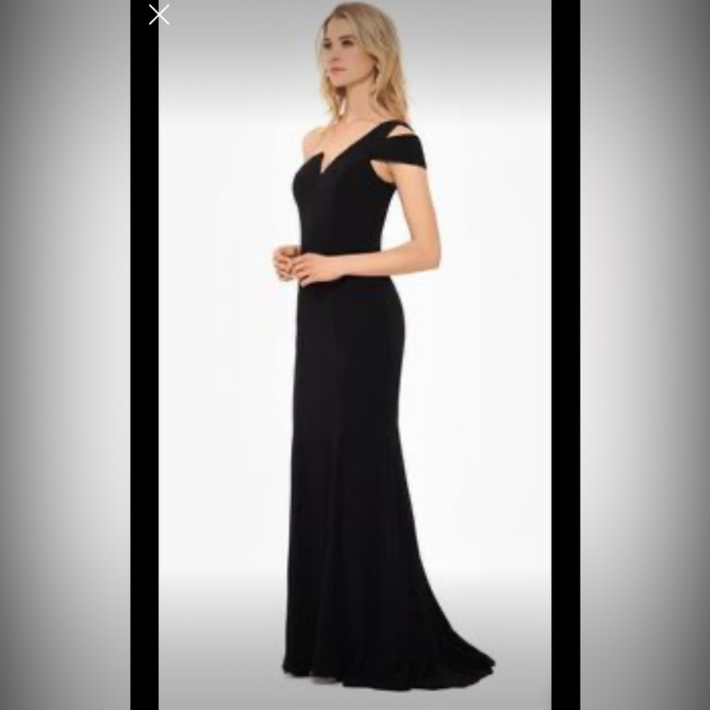 Betsy and Adam Size 12 10 & 6 Black Bridesmaid Maxi Asymmetrical Cut One Shoulde